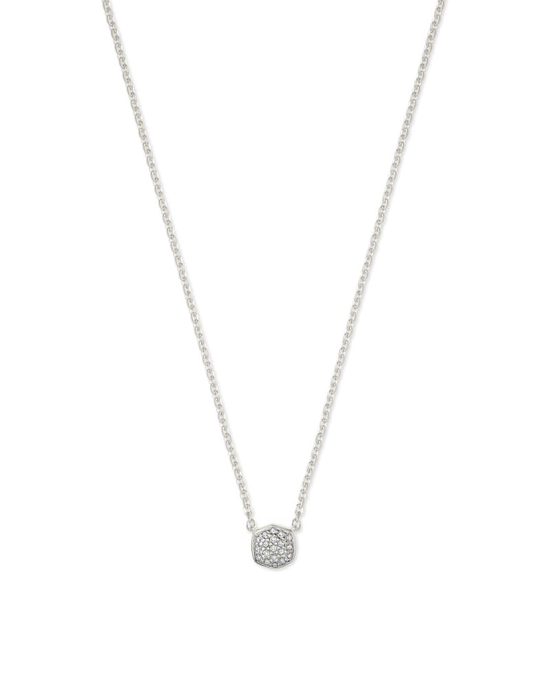 Kendra Scott Davie Sterling Silver Pave Pendant Necklace in White